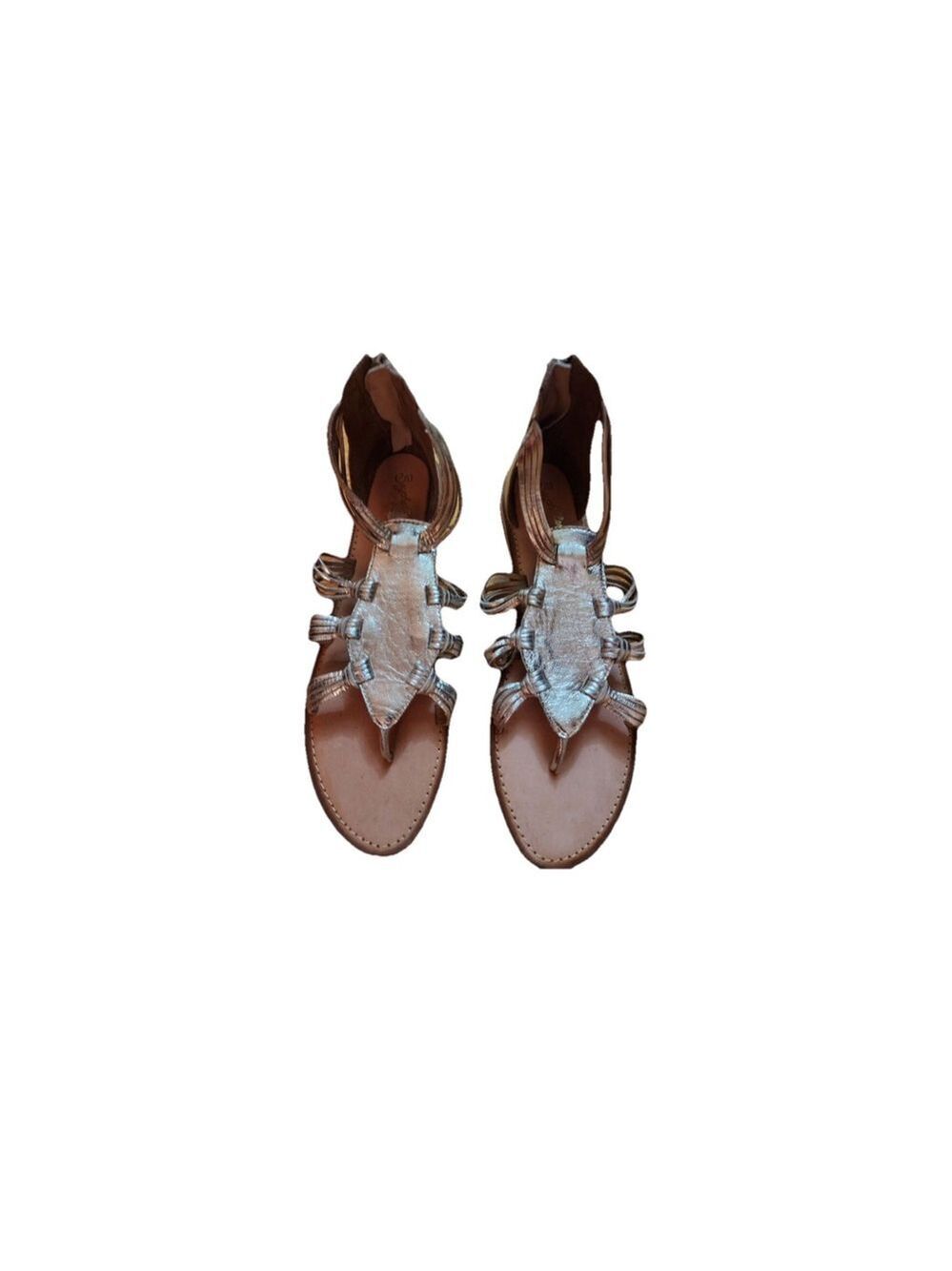 Seychelles Metallic Leather Gladiator Flat Sandals Size 8
